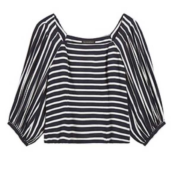 Banana Republic Tops - Banana Republic Petite XS Striped Off-the-Shoulder Balloon Sleeve Top